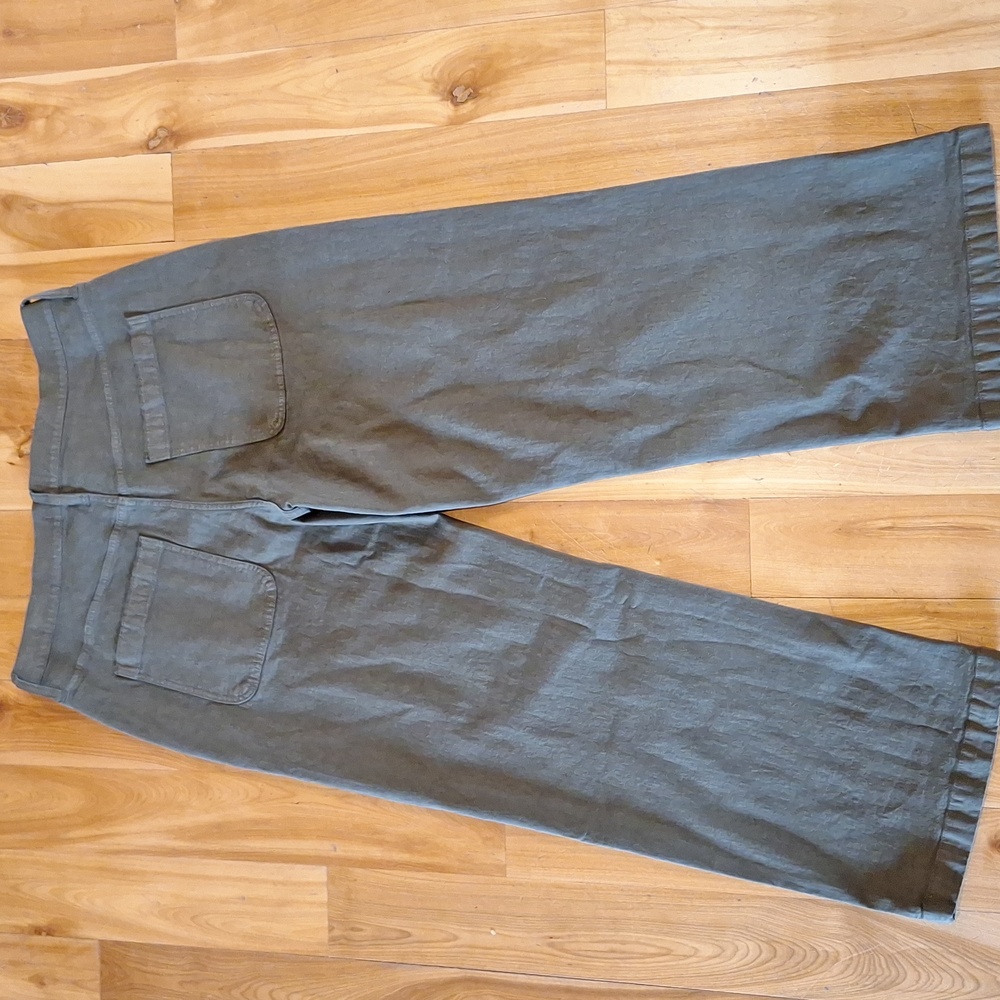 Madewell Emmett Wide Leg Olive Green Pants Size 33 - Picture 7 of 13